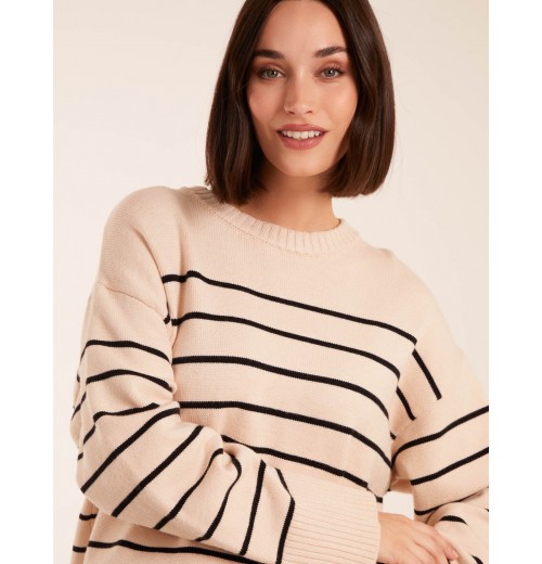 Thin Stripe Crew Neck Chunky Jumper Thin Stripe Crew Neck Chunky Jumper