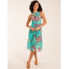 Keyhole Tie Neck Pleated Midi Dress Keyhole Tie Neck Pleated Midi Dress