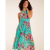 Keyhole Tie Neck Pleated Midi Dress Keyhole Tie Neck Pleated Midi Dress